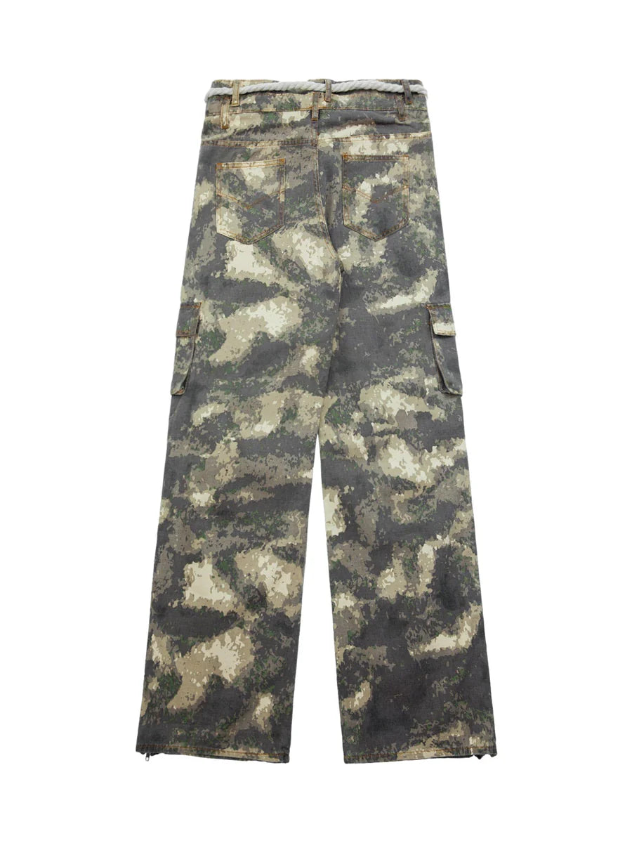 Camo Baggy Wide Leg Pockets Cargo Pants